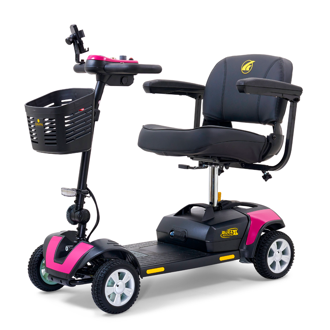Golden Technologies Buzzaround XL 4-Wheel Long Range Mobility Scooter - Orchid Pink left